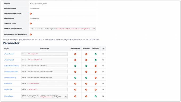 Auflistung der Scripte für Erzeugung von Parametern für Jobs